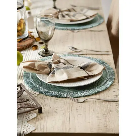 DII&reg; Round Fringed Placemats, 6ct. Dark Green {7}