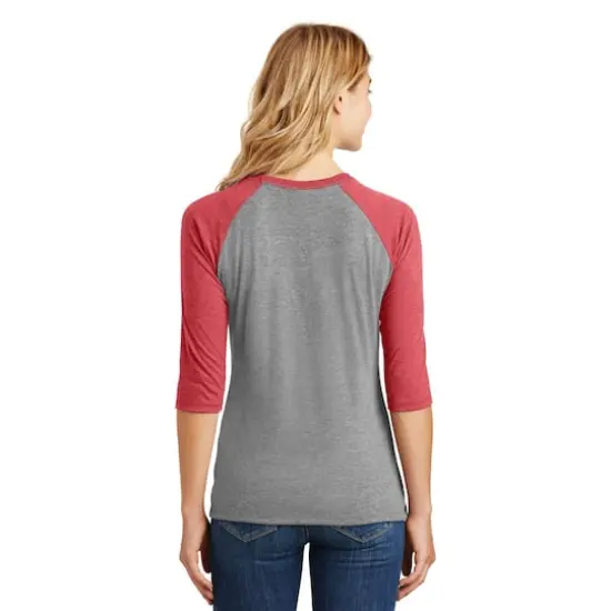 District® Women's Perfect Tri® 3/4-Sleeve Raglan Adult T-Shirt Red Frost/Grey Frost {6}