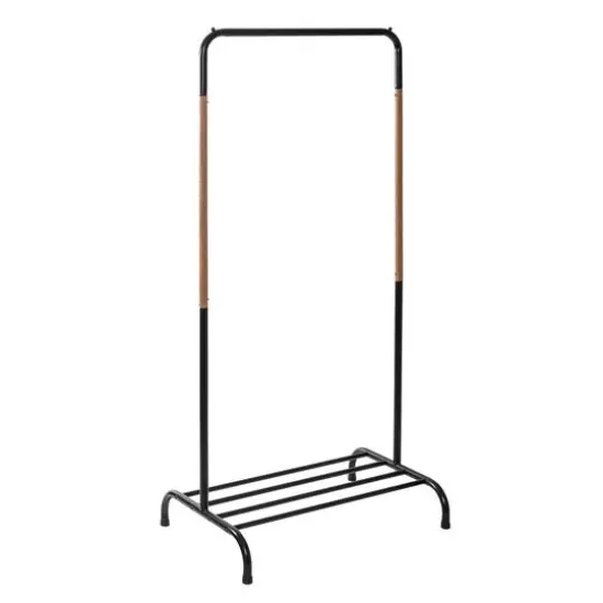 Honey Can Do Black Single Garment Rack with Shoe Shelf & Hanging Bar {4}