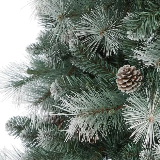7ft. Pre-Lit Frosted Tip British Columbia Mountain Pine & Pinecones Artificial Christmas Tree with Clear Lights {6}