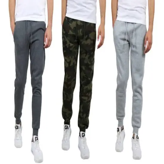Galaxy by Harvic Men's Fleece-Lined Jogger Sweatpants 3 Pack Charcoal/Woodland/Heather Gray {1}