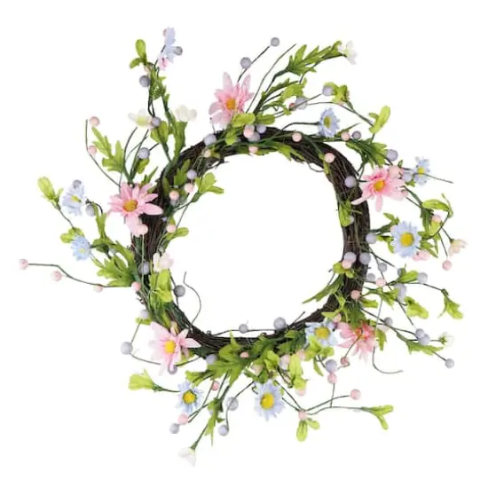 12" Spring Pink & Purple Decorative Floral Twig Wreath {1}