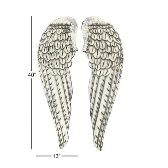 40" White Wood Vintage Wings Wall D&eacute;cor Set {6}