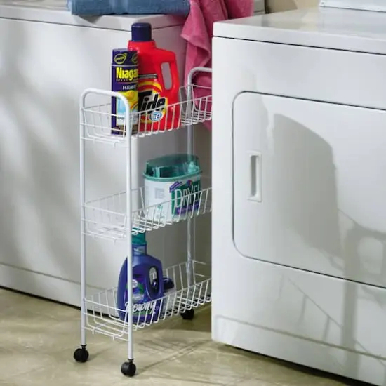 Household Essentials 30" Slim 3-Shelf Storage & Utility Cart White {3}