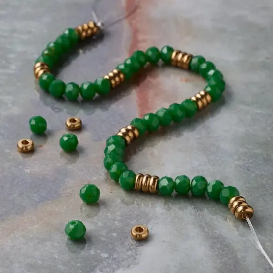 Green Glass Rondelle Beads & Spacers, 4mm by Bead Landing&trade; {3}