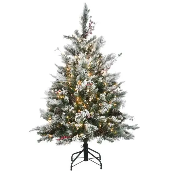 4.5ft. Pre-Lit Snowy Bedford Pine Artificial Christmas Tree, Clear Lights {1}