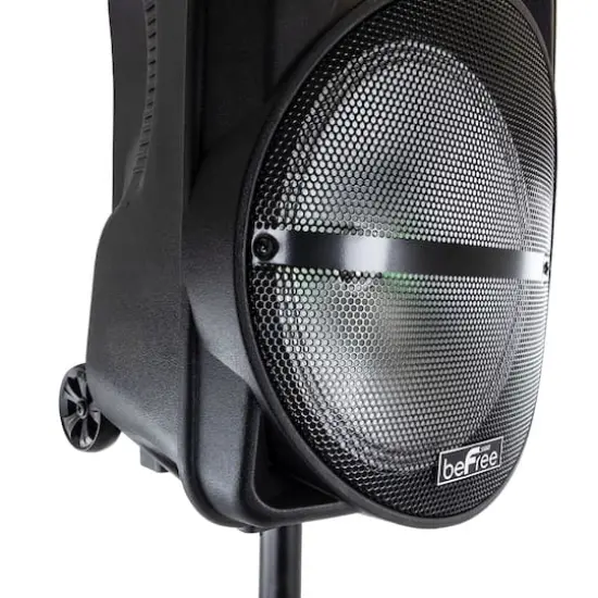 beFree Sound 12" Bluetooth Rechargeable Portable PA Party Speaker With Reactive LED Lights & Stand {7}