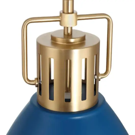 Hello Honey&reg; Kent Industrial Oversized Caged Metal Ceiling Light Blue/Gold {8}