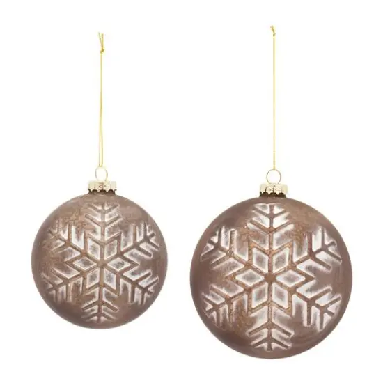 4 Pack Whitewashed Brown Ball Glass Ornaments {1}