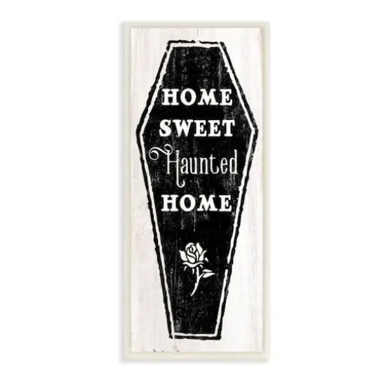 Stupell Industries Home Sweet Haunted Home Halloween Rose Casket Wood Wall Plaque {1}