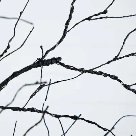 8ft. Pre-Lit Halloween Black Twig Artificial Tree with 510 Orange & Purple LED Lights {4}