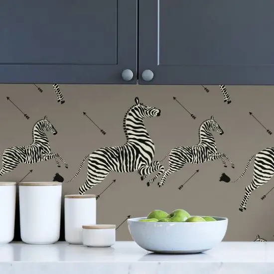 Scalamandre Gray Zebra Safari Peel & Stick Wallpaper {5}
