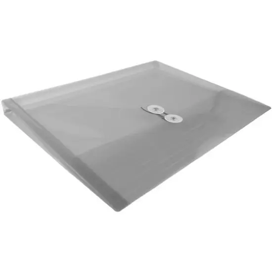 JAM Paper Letter Booklet Plastic Envelopes with Button & String Tie Closure, 12ct. Smoke Gray {6}