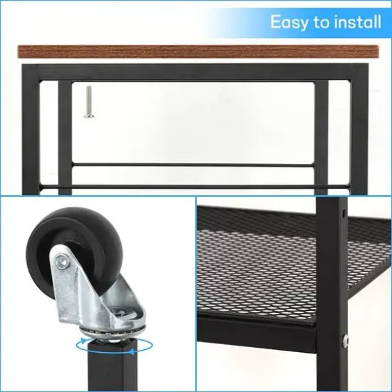 Rustic Brown Kitchen Baker's Rack 3-Tier Mesh Kitchen Storage Cart {4}