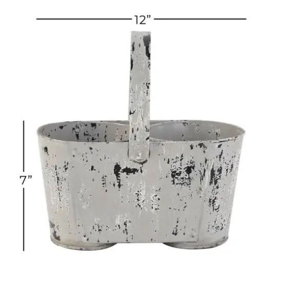 7" White Iron Vintage Planter {7}