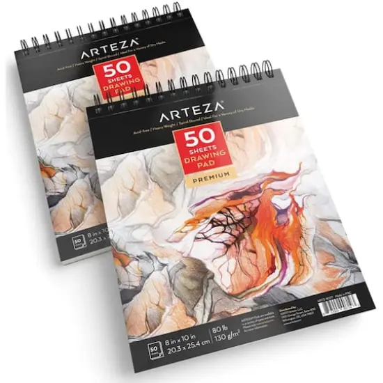 Arteza&reg; 8" x 10" Spiral Drawing Pads, 2ct. {3}