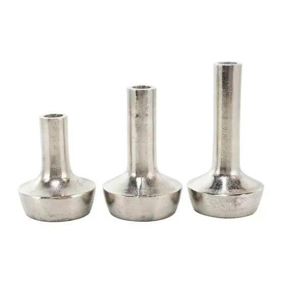 Silver Aluminum Candle Holder with Rounded Base Set {13}