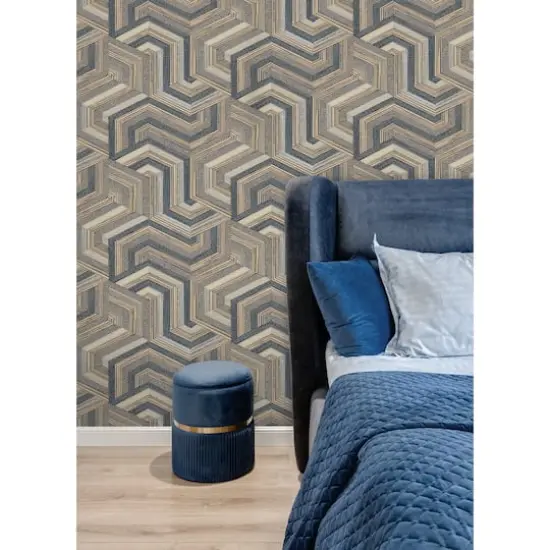RoomMates Geo Puzzle Faux Grasscloth Peel & Stick Wallpaper Dark Brown {5}