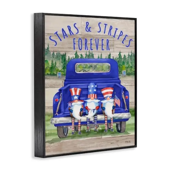Stupell Industries Stars & Stripes Forever Americana Gnomes Framed Giclee Art Black {4}