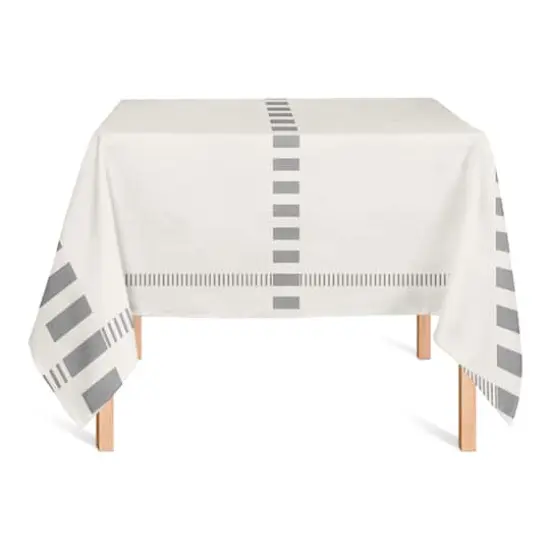 58" Striped Dashed Lines Cotton Twill Tablecloth {3}