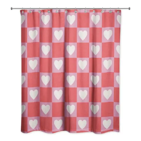 Heart Checkered Board 71" x 74" Shower Curtain {3}