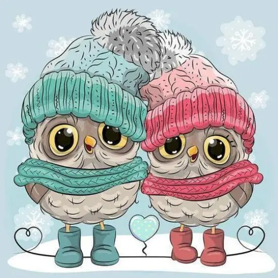 Wizardi Winter Owlets Diamond Painting Kit {3}