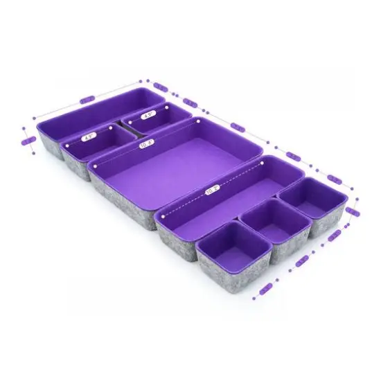 Welaxy Felt 8 Piece Drawer Organizer Tray Set Purple {9}
