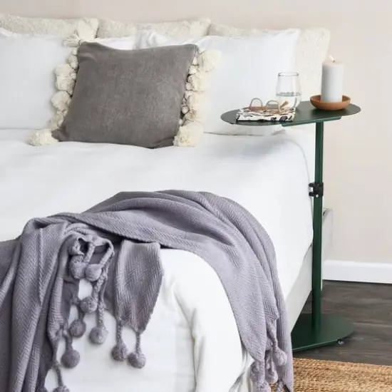 Hello Honey&reg; Modern Adjustable C-Shaped End Table Dark Green {3}