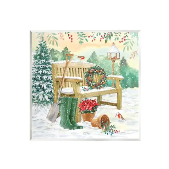 Stupell Industries Snowy Bench & Holly Plants Wall Art {1}