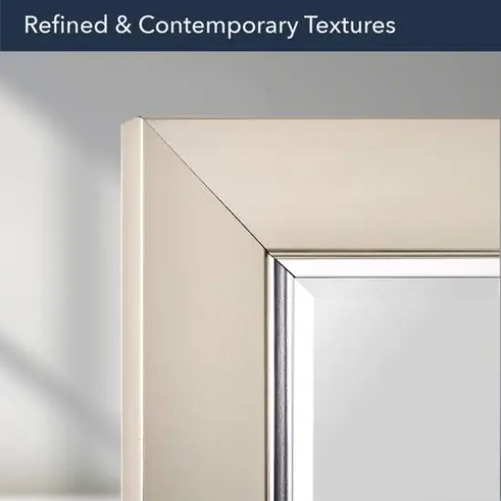 Head West Brushed Nickel With Chrome Inner Lip Beveled 27.5" x 33.5" Framed Accent Vanity Mirror {7}