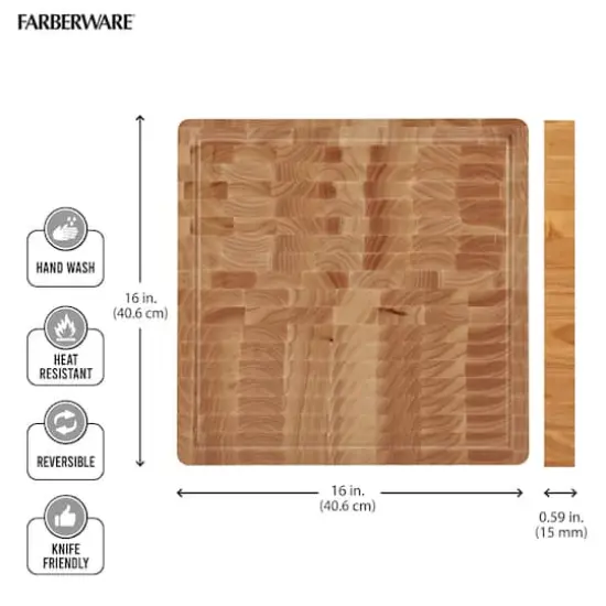 Farberware 16" End Grain Rubberwood Cutting Board {5}