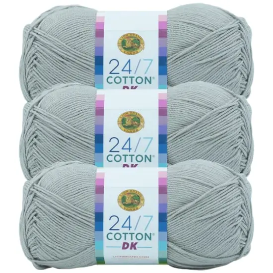 3 Pack Lion Brand&reg; 24/7 Cotton&reg; DK Yarn Silver Lining {1}