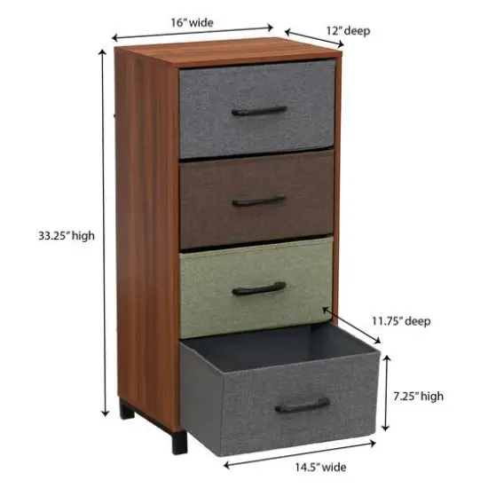 Household Essentials 33" 4-Drawer Dresser Multi {4}