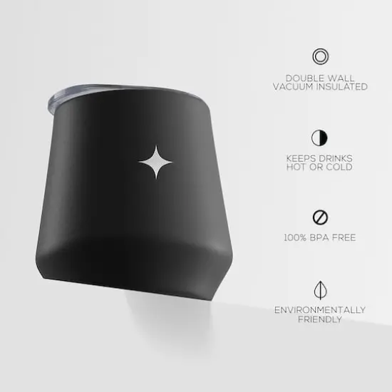 JoyJolt&reg; 12oz. Vacuum Insulated Stemless Wine Tumbler with Lid Black {5}