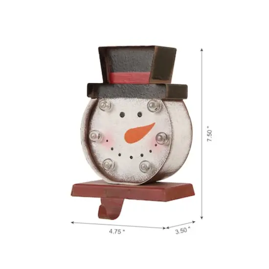 Glitzhome&reg; 7" Marquee LED Snowman Head Stocking Holder Set {6}
