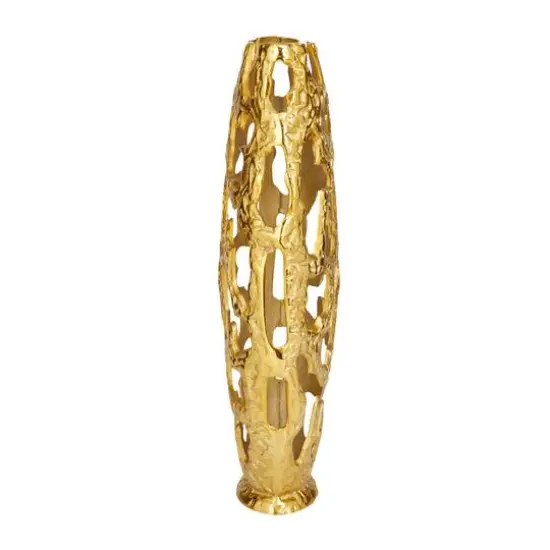 20" Contemporary Aluminum Vase Gold {9}
