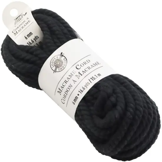 Macram&eacute; Cotton Cord by Loops & Threads&reg;, 50ft. Black {3}