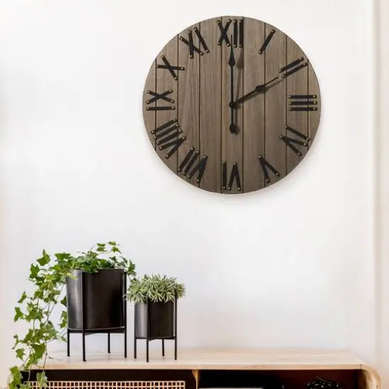 Elegant Designs Handsome 21" Farmhouse Wood Wall Clock Restored Wood {4}