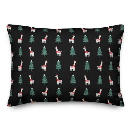 Caroling Llama Pattern 14x20 Throw Pillow {3}