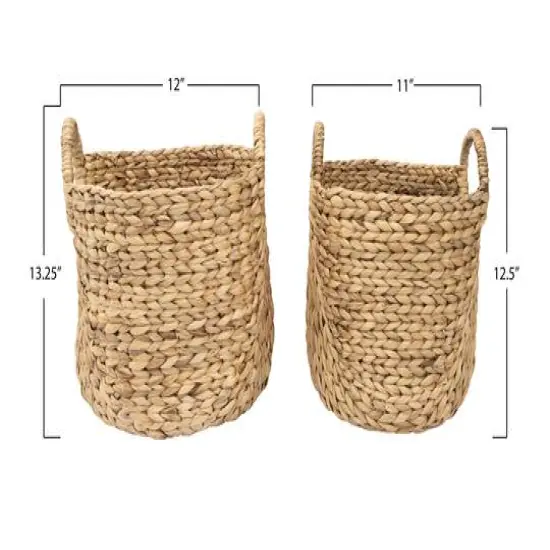 Hello Honey® Beige Handwoven Seagrass Basket with Handles Set {6}