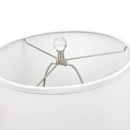 Lalia Home Brushed Nickel Crystal Drop Table and Floor Lamp Set {9}