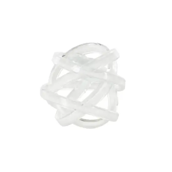 7" White Glass Knot Twisted Sculpture {5}
