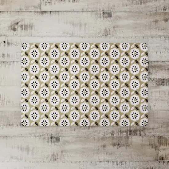 Mod Gold Flower 27" x 18" Floor Mat {1}