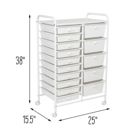 Honey Can Do White 15-Drawer Metal Rolling Storage Cart {9}