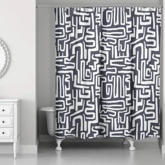Woogly Shapes Shower Curtain Navy {1}