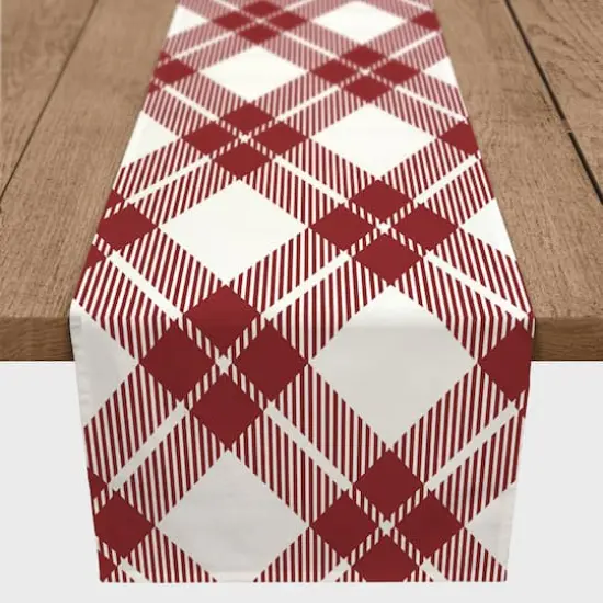 Diagonal Plaid Indoor/Outdoor Table Runner Red {3}