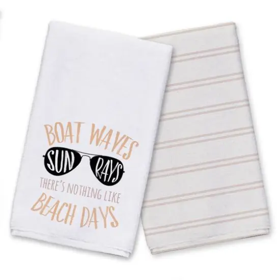 Beach Days Tea Towel Set Blush/White {1}