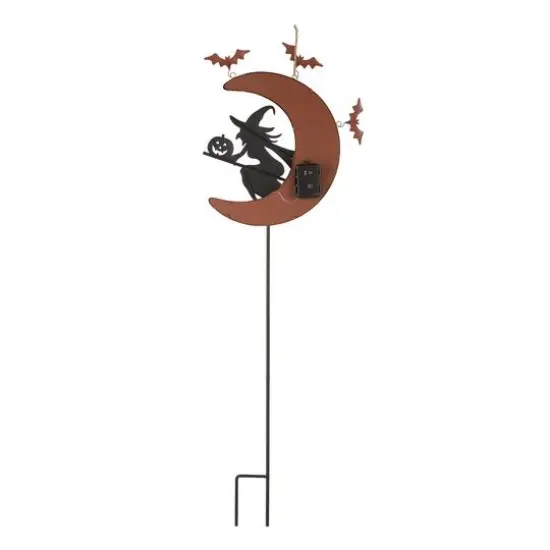 Glitzhome&reg; 45" Lighted Metal Halloween Moon Yard Stake {5}