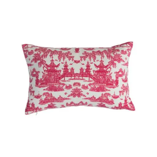 Hello Honey&reg; 14" Red & White Cotton Lumbar Toile Print Pillow {4}