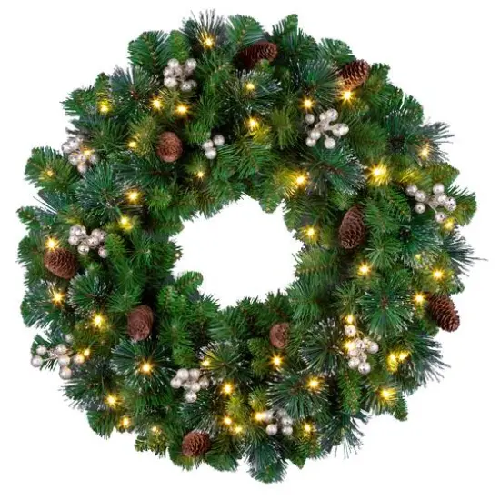 24" Crestwood&reg; Clear Lights Pre-Lit Gold Spruce Wreath {1}
